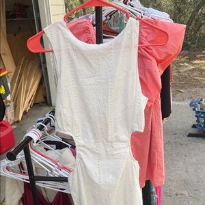 Olivaceous White Lace Cutout Midi Dress